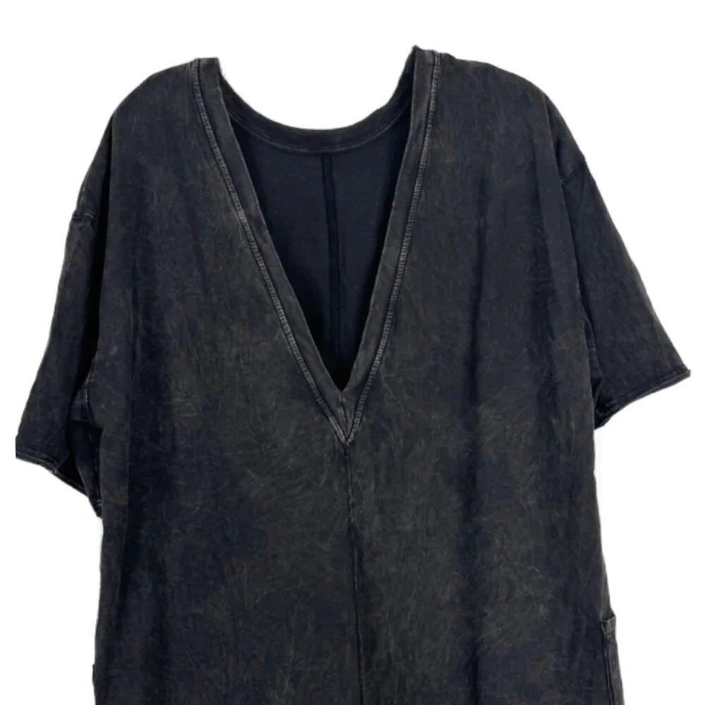 Free People Hot Shot Tee-Shirt Style Black Wash Onsie Romper Size Small